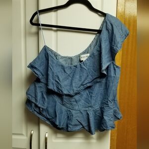 👙Highline Collective one shoulder lyocell ruffled top